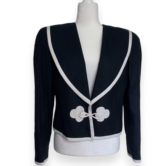 Vintage 50's 60's Union Made Blazer with White Contrast Piping Size 14 - Picture 1 of 9